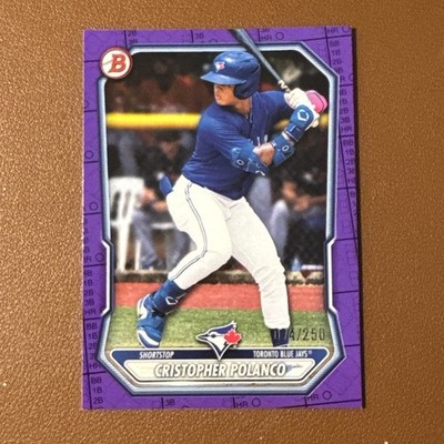2026 Bowman Cristopher Polanco #BP-34 PURPLE PATTERN BORDER /250 Blue Jays SP