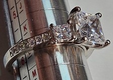 Vintage Engagement Style Ring - Princess Cut CZ 925 Silver - Size 5.5