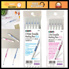 5 Water Erasable Fabric Marking Pens 5 Disappearing Ink Markers - Blue Set