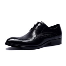Retro Carved Lace Up Brogue Formal Dress Business Party Men's Real Leather Shoes