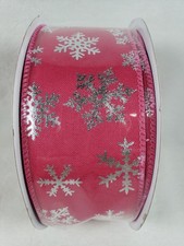 New Holiday Wired Edge RIBBON 2.5" x 80 Feet Silver Snowflake Crafts Christmas