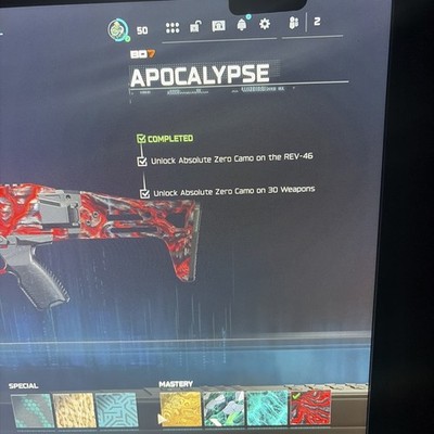 Apocalypse camos+ Stacked  Mw2 Nuke Acc Plus MoreApparition And Mw3 Nuke+MGB