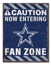 Dallas Cowboys Fan Zone NFL Tin Sign wall decor 12.5" x 16" Made in USA