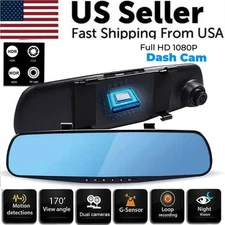 Dash Cam HD 1080p Car Dual Lens Front/Rear/Inside Video Recorder Camera G-sensor