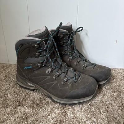 Lowa Badia GTX Womens Hiking Boots Sz 6 Anthracite Blue Suede High Top Lace-Up