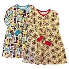 New HANNA ANDERSSON Girls Size 6 Cotton Knit Dresses LOT OF 2 Pink  Blue L/S