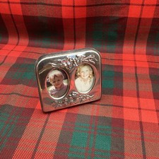 Small Fully Hallmarked Sterling Silver Double Picture Frame 8cm Wide 1986