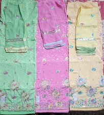 3 Peice Silk Blend Unstitched open fabric Salwar Kameez dupatta suit Set