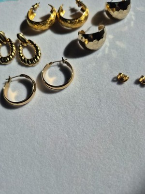 Vintage Gold Tone Pierced Earrings Lot Of Fou4