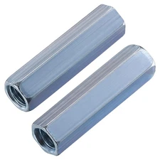 100 pcs 1/4"-20 Zinc Plated Steel Hex Coupling Nuts Extended Rod Connector