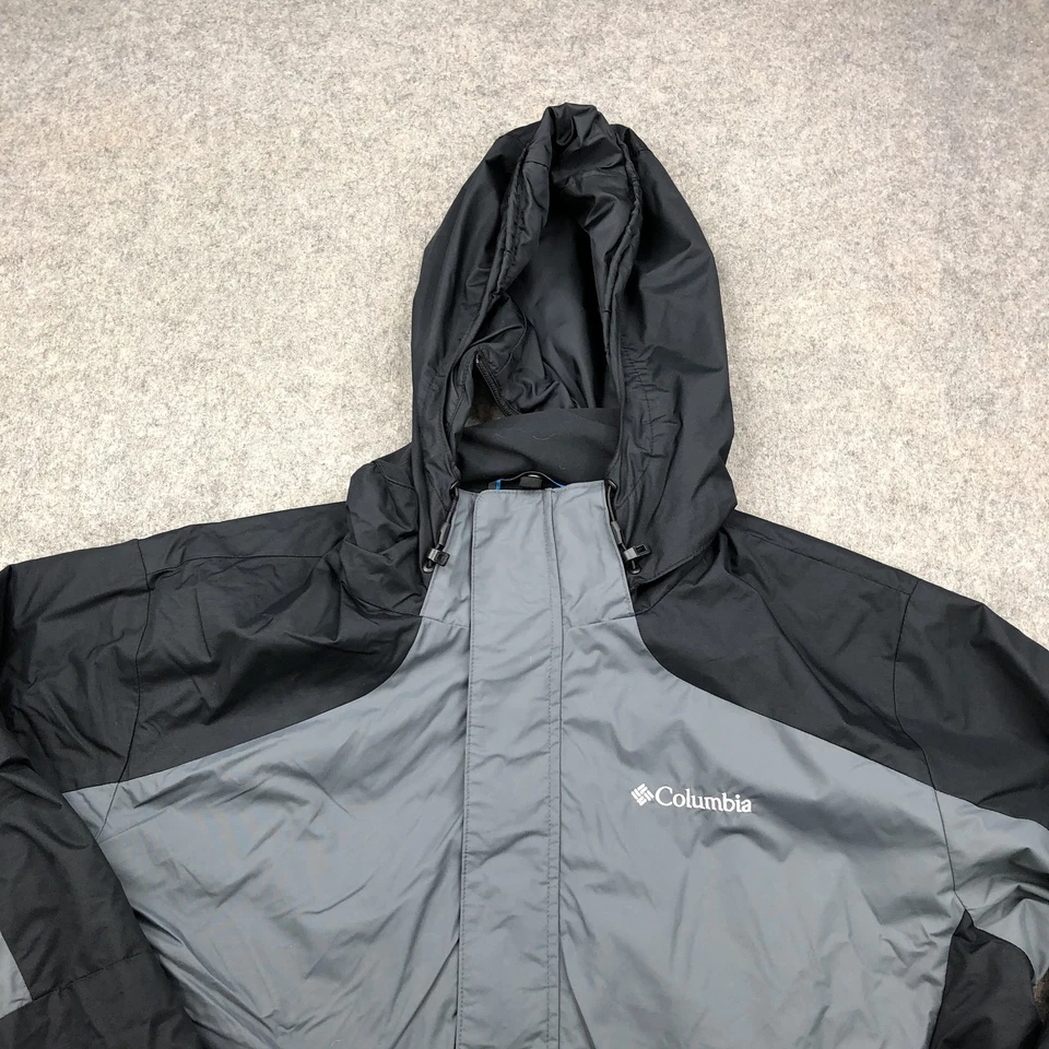 Chaqueta cortavientos Columbia para hombre grande alta gris negra intercambiable con capucha parka Foto 4 de 4