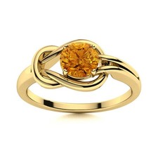 5MM Round Citrine Infinity Love Knot Women Ring 925 Sterling Silver Gold Plated