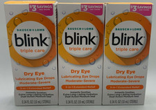 3PK Bausch Lomb Blink Triple Care 10 mL Each Moderate Severe EXP 8/26