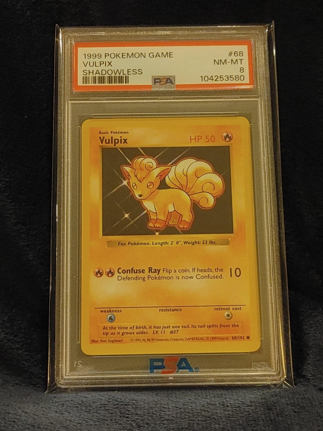 1999 Pokemon Game Vulpix #68 Shadowless PSA 8