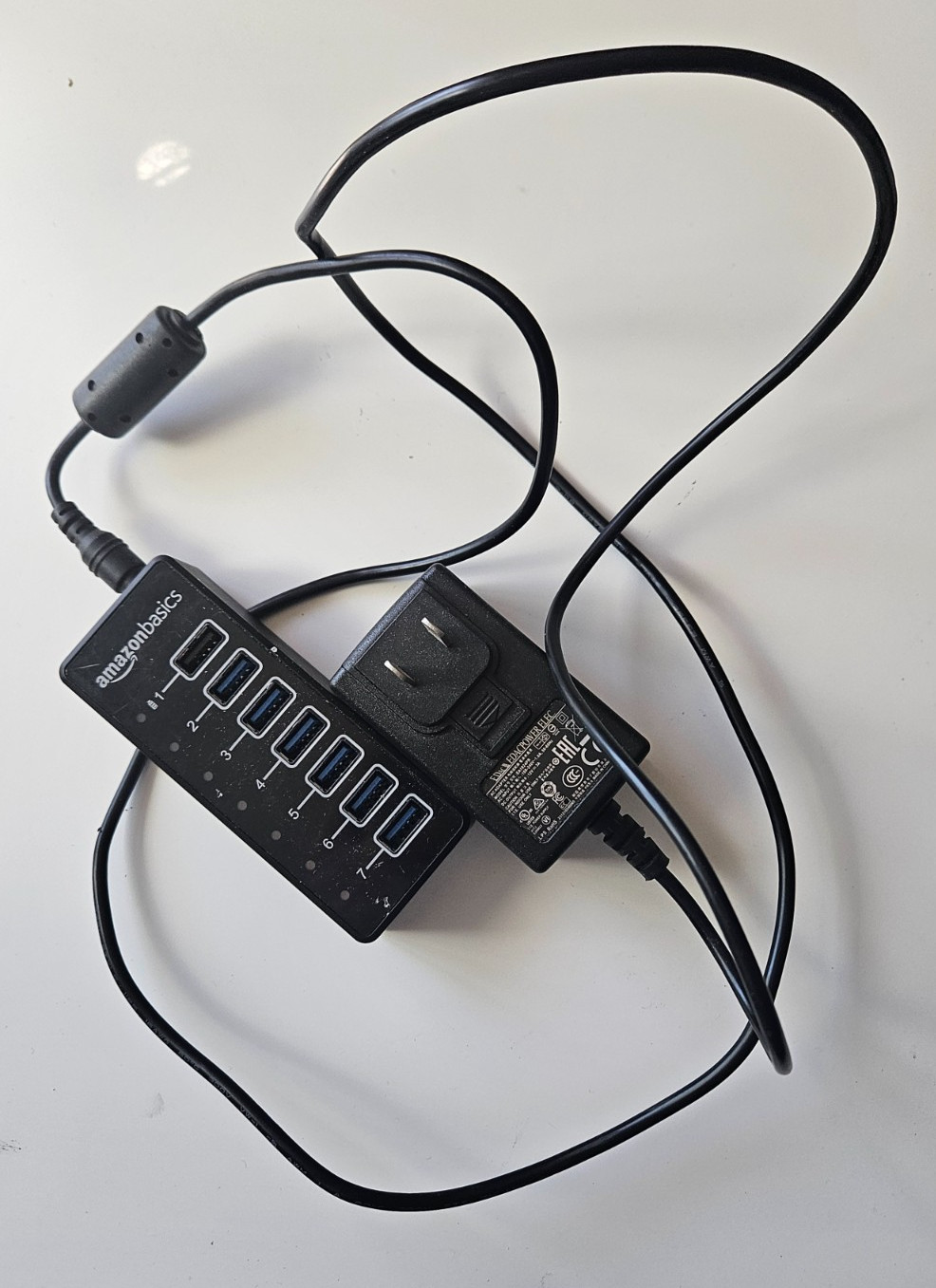 Amazon Basics USB-A 3.1 (7-Port) Hub with Power Adapter