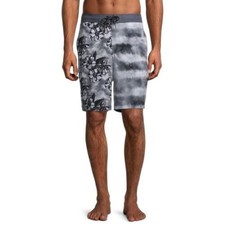 George Men  s Board Shorts Size 2XL 42/44 Gray Floral Tie Dye Swim Trunks NWT