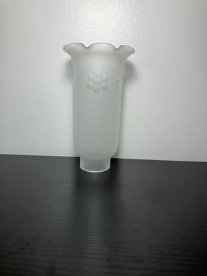 Vintage Frosted Chimney Light Shade Grape Pattern  1  Fitter 6  H X 3 3/4  W