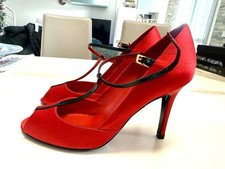 Scarpe Donna Made in Italy,  Sergio Rossi, tessuto raso e seta, rosse, n.36
