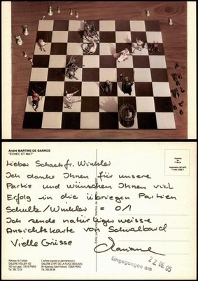 André MARTINS DE BARROS ÉCHEC ET MAT Motivkarte Schach (Chess) 2005/1983