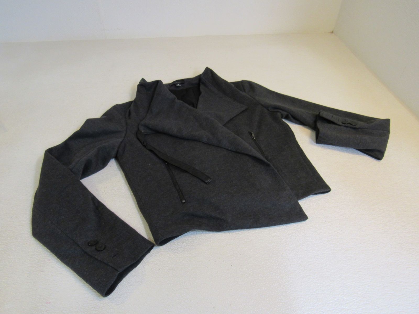 Lumiere Self Wrap Coat Dark Gray Polyester Rayon Female Size M