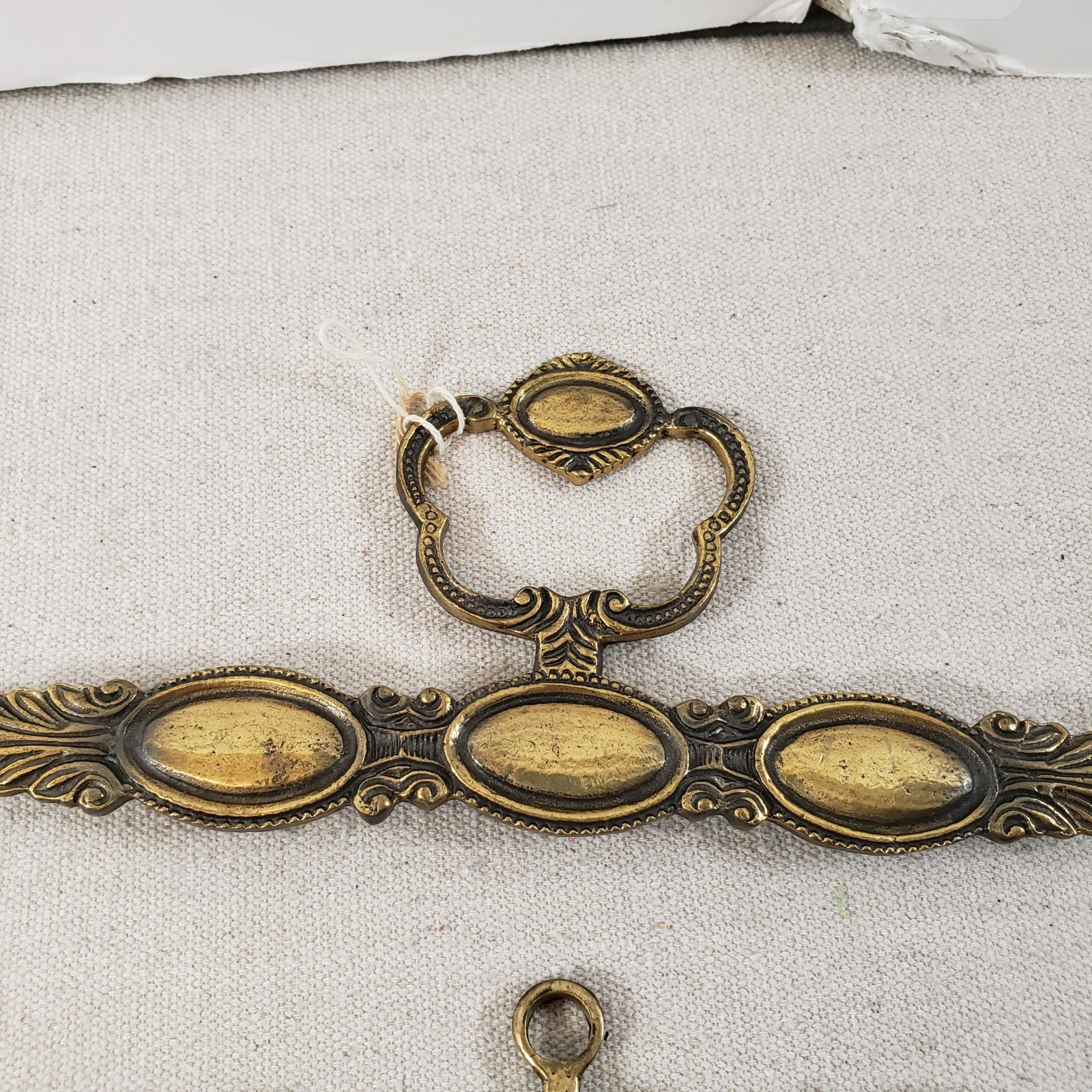 Brass Metal Ornate Bell Pull Hardware Needlepoint Tapestry Hanger Lot Of 2_AN