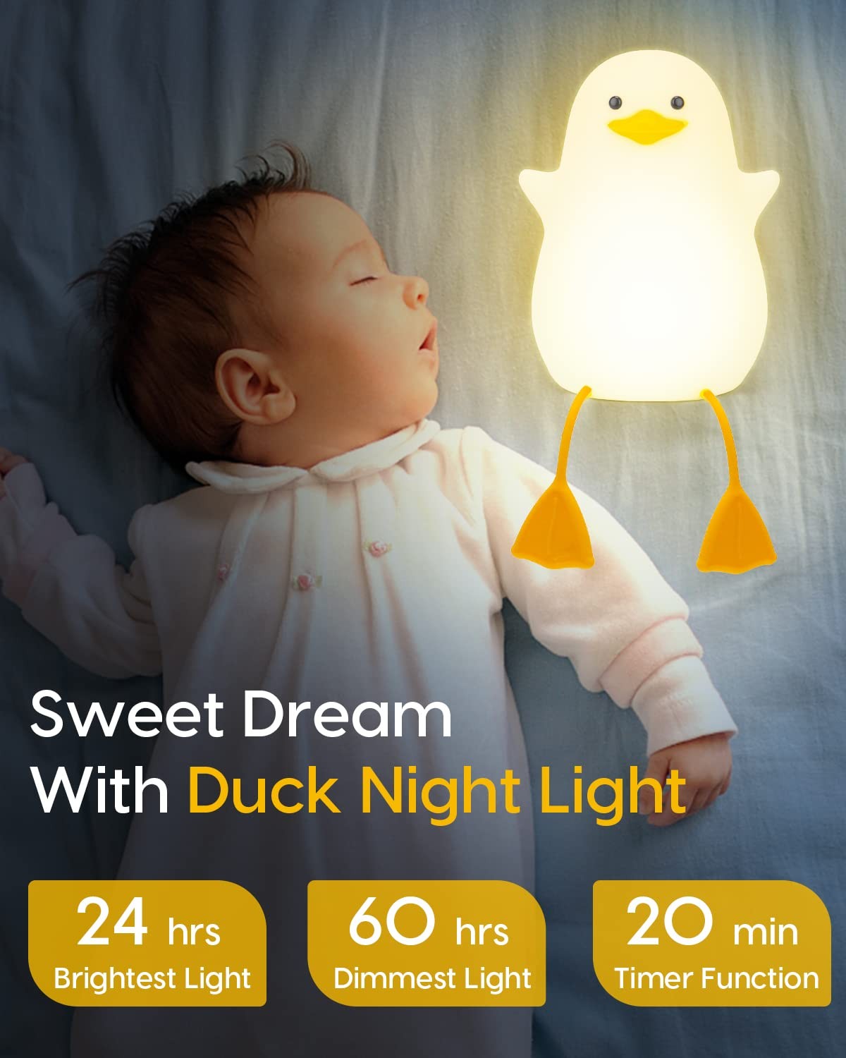 Veilleuse enfant canard LED silicone le cadeau de naissance idéal