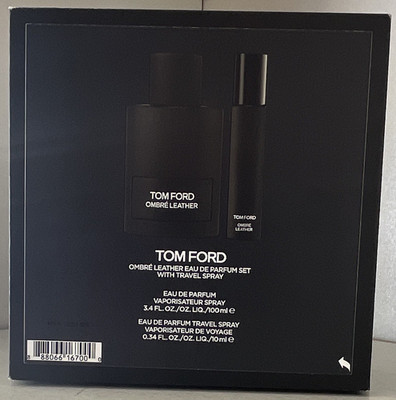 Tom Ford Ombre Leather EDP Gift Set Spray 3.4 fl oz + 0.34 Travel + Tray