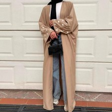 Open Cardigan Long Dress Kimono Abaya Women Muslim Dubai Robe Embroidery Islamic