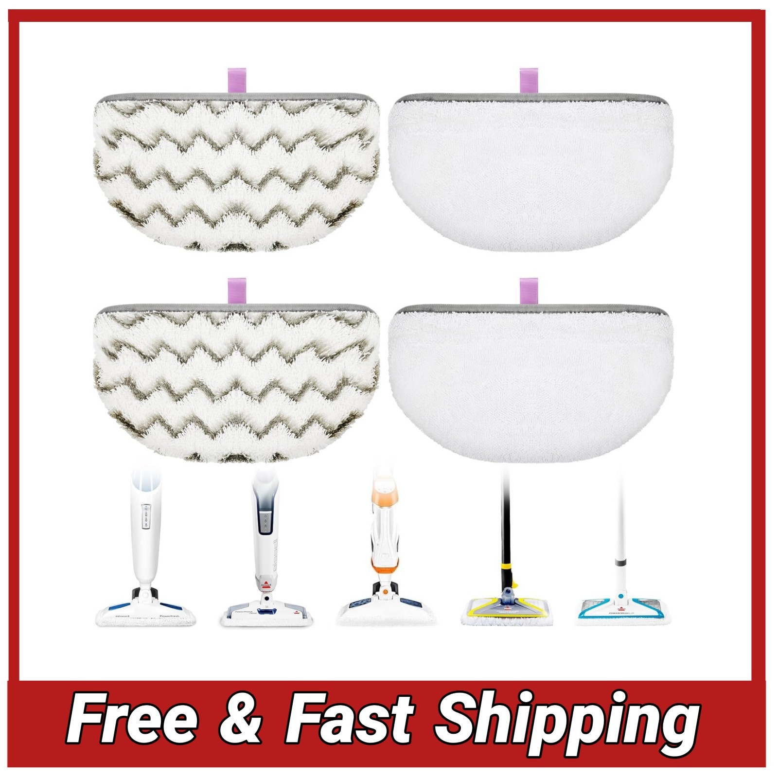 Mop Pads for Bissell 1940 PowerFresh Steam Mop Replacement W