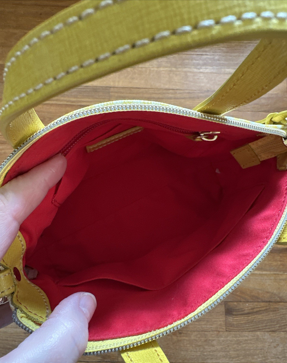 Dooney & Bourke Yellow Gingham Pattern Small Cros… - image 2