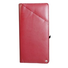 Long Wallet Red Faux Leather Travel Passport Card Slots Zipper Pocket Organizer