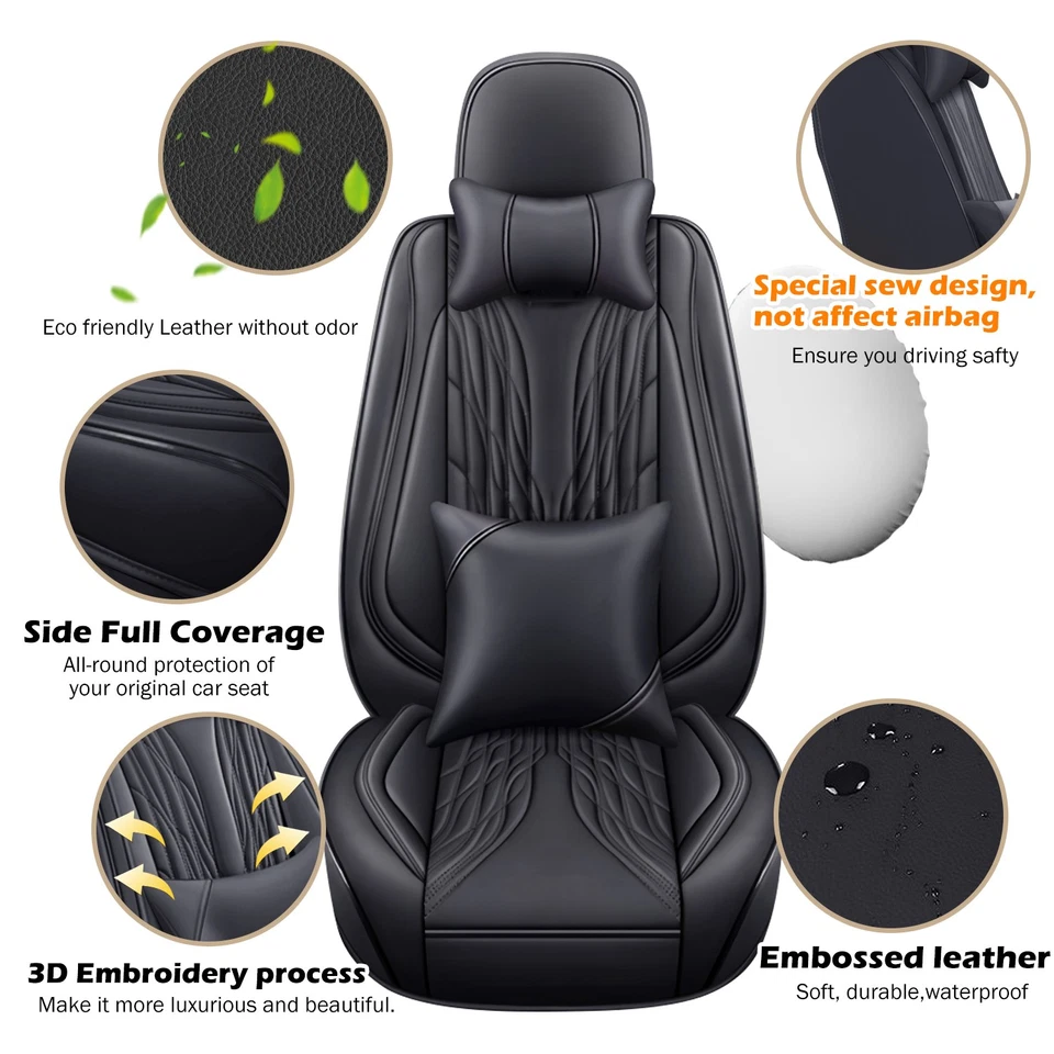 For Lexus Car Seat Covers Leather Front Rear Full Set 5-Seats Protectors Cushion - Imagem 4 de 4