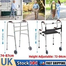 Folding Lightweight 2 Wheeled Walker Mobility Elderly Walking Aid with Seat UK