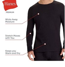 Hanes Men's Thermal Long Sleeve Waffle Knit Shirt - Black XL