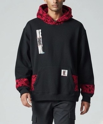 Nike Double Side Graphic Distressed Hoodie XL Patchwork Black Red Turquoise