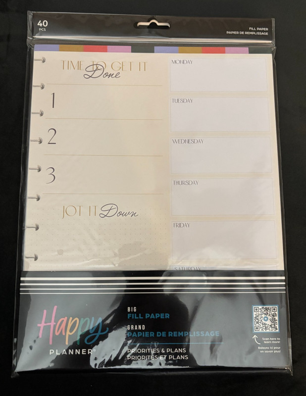 Happy Planner Filler Paper, BIG size, Lot of 4 packs, Assorted Designs