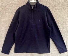 Izod Men's 1/4 Zip Pullover Fleece Navy Blue Sweater Size M Long Sleeve