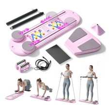 Pilates Board, Foldable Reformer Training Set, 6-in-1 Versatile Kit with Pink