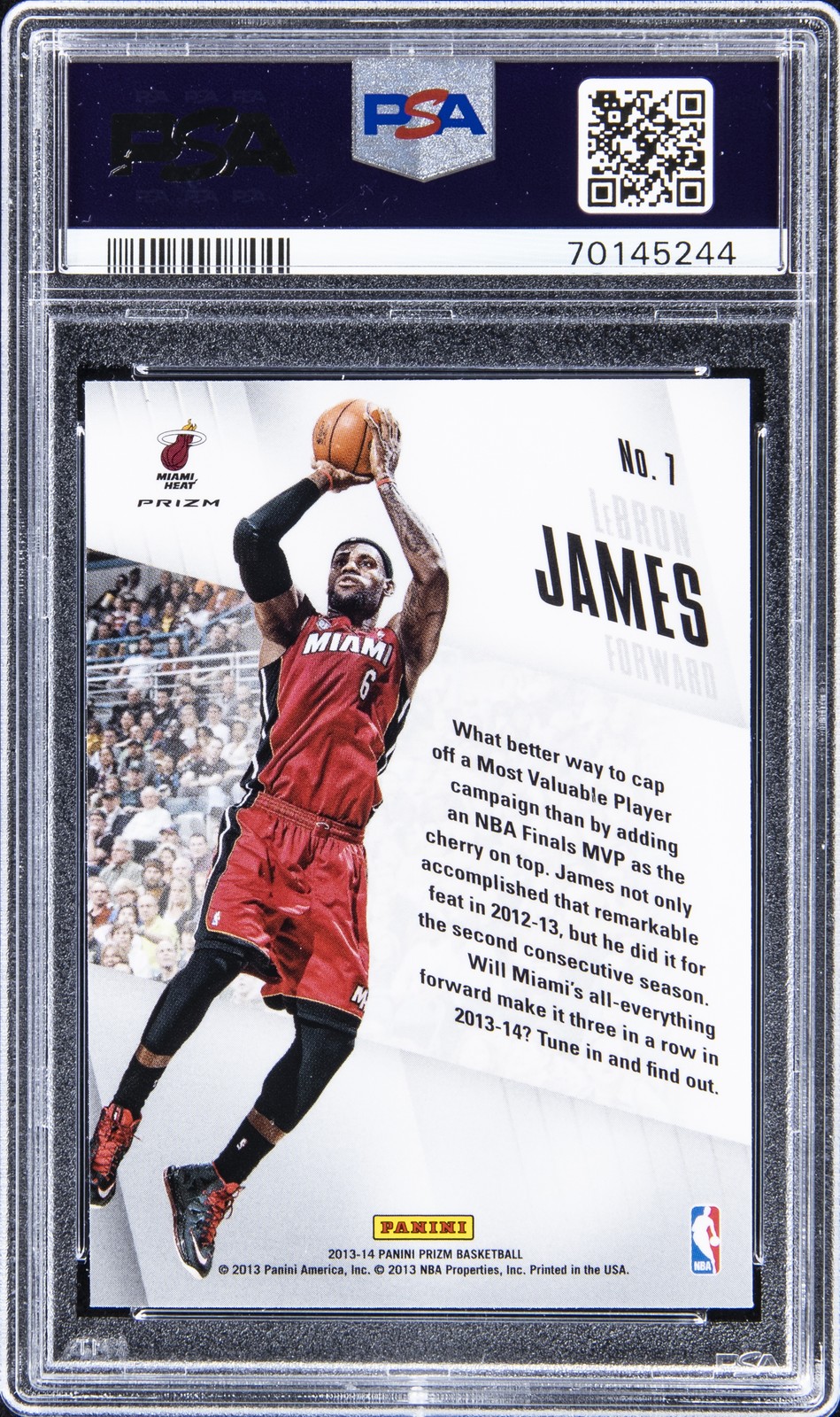2013 PANINI PRIZM BRILLIANCE PRIZM #7 LEBRON JAMES PSA 10 view 2