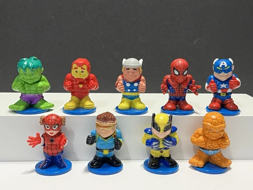 MARVEL Comics 2005 Vintage • Lot of 9 MGA 2" Figures • X-Men Cake Toppers Set