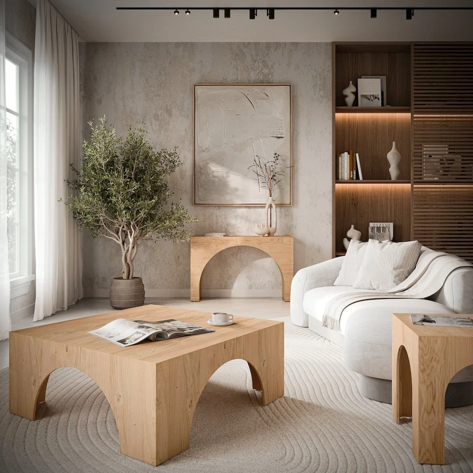 Archimedes 48 дюймов арочный деревянный современный деревенский диван консольный столик - Изображение 3 из 4