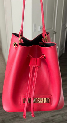 Love Moschino Red Faux Leather Bucket Bag Crossbody Handbag Top Handle