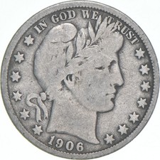 1906-D Barber Half Dollar Average Circ