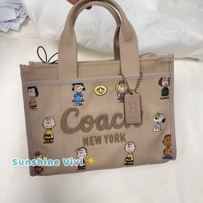 NWT Limited COACH x PEANUTS Cargo Tote Bag 26 Dark Natural CBH43 Canvas