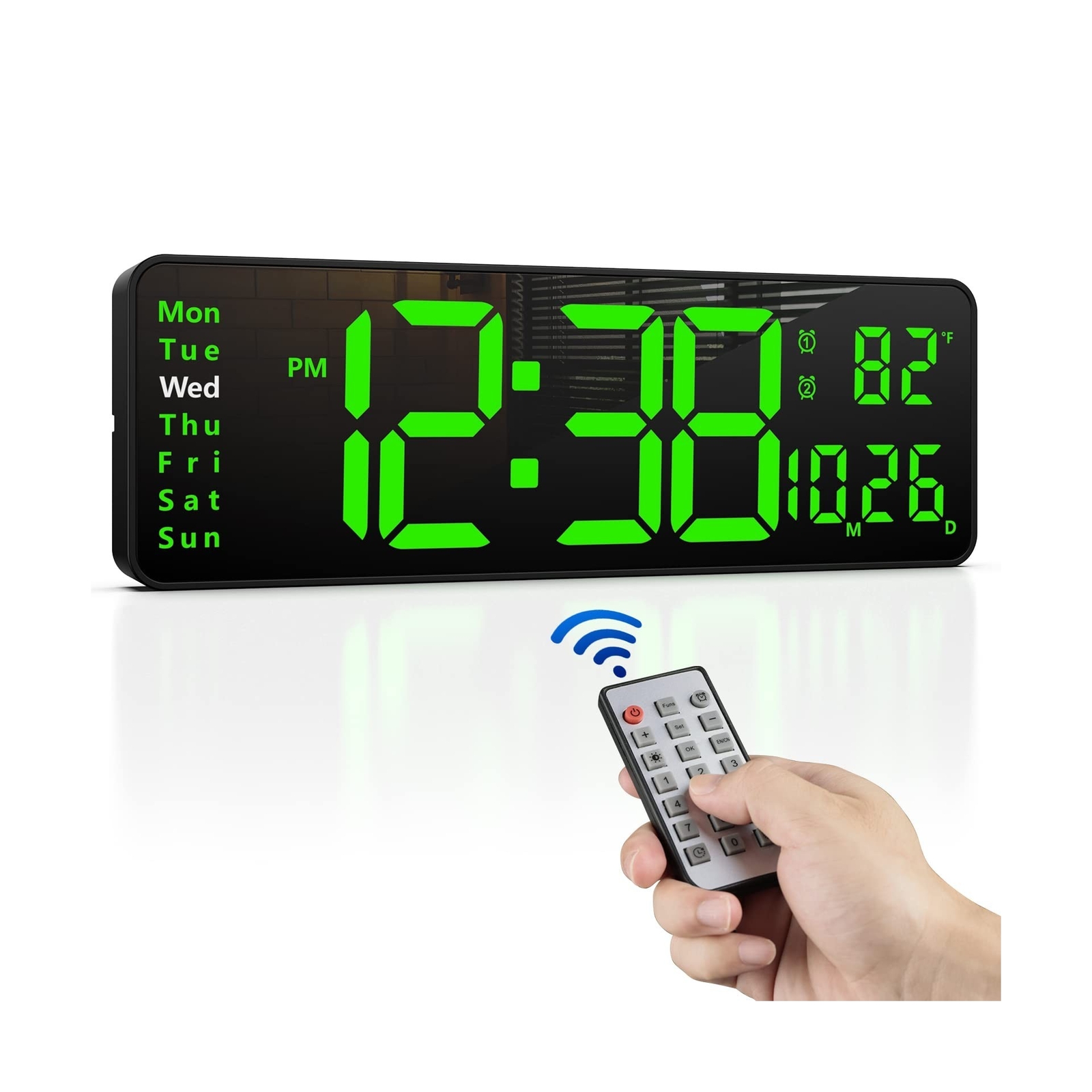 Zgrmbo 16" Large Digital Wall Clock with Remote, Large Display Digital