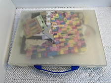 Lot of Random Scrapbooking Embellishments Words Charms Die Cuts In Plastic Case