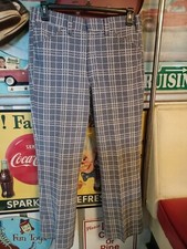 True Vintage Mid-century 1960s Unisex Plaid Polyester Pants Mod MCM Groovy Go-Go