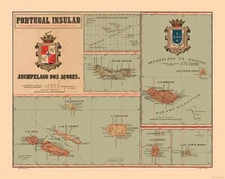 Historic Map - Portugal Insular Azores - Martine 1904 - 28.83 x 23