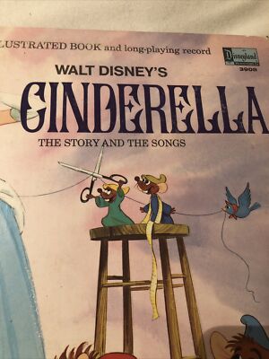 Walt Disney Cinderella Vinyl LP Book Disneyland Record 3908