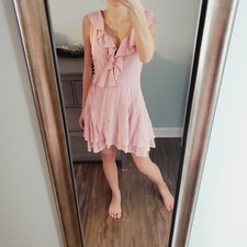 Hyfve Striped Wrap Dress Pink White Size M